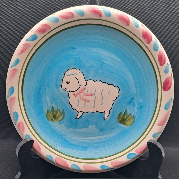 Set  Vintage Handpainted World Bazaars Ceramic EASTER LAMB Plate and Mug Spring - Picture 4 of 12